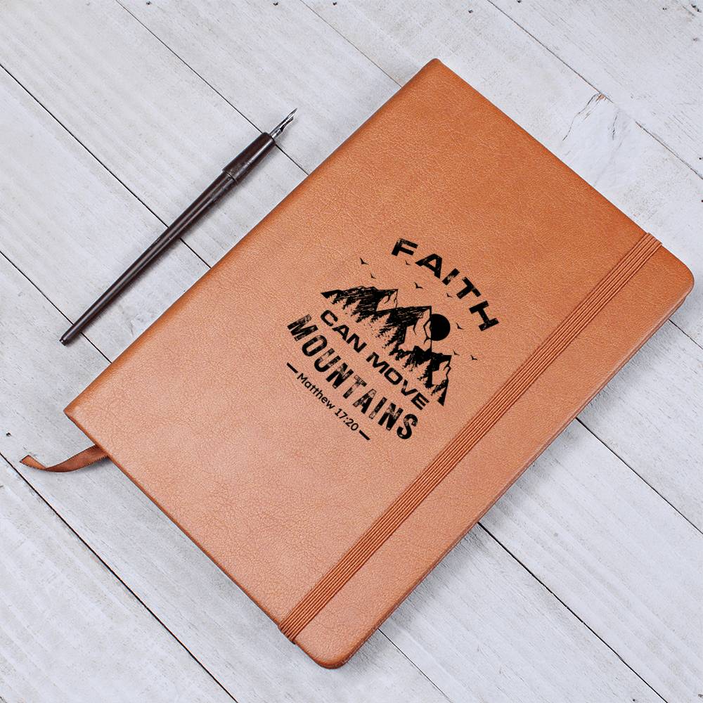 Faith Can Move Mountains Leather Journal - Premium Christian Journal -  Follower Of Faith Apparel L10103, PT-2644, USER-251599 Shop our Christian T-Shirts & Apparel