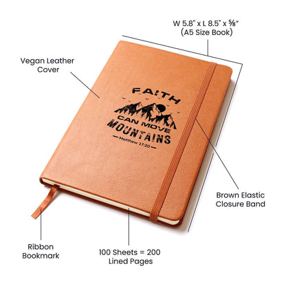 Faith Can Move Mountains Leather Journal - Premium Christian Journal -  Follower Of Faith Apparel L10103, PT-2644, USER-251599 Shop our Christian T-Shirts & Apparel