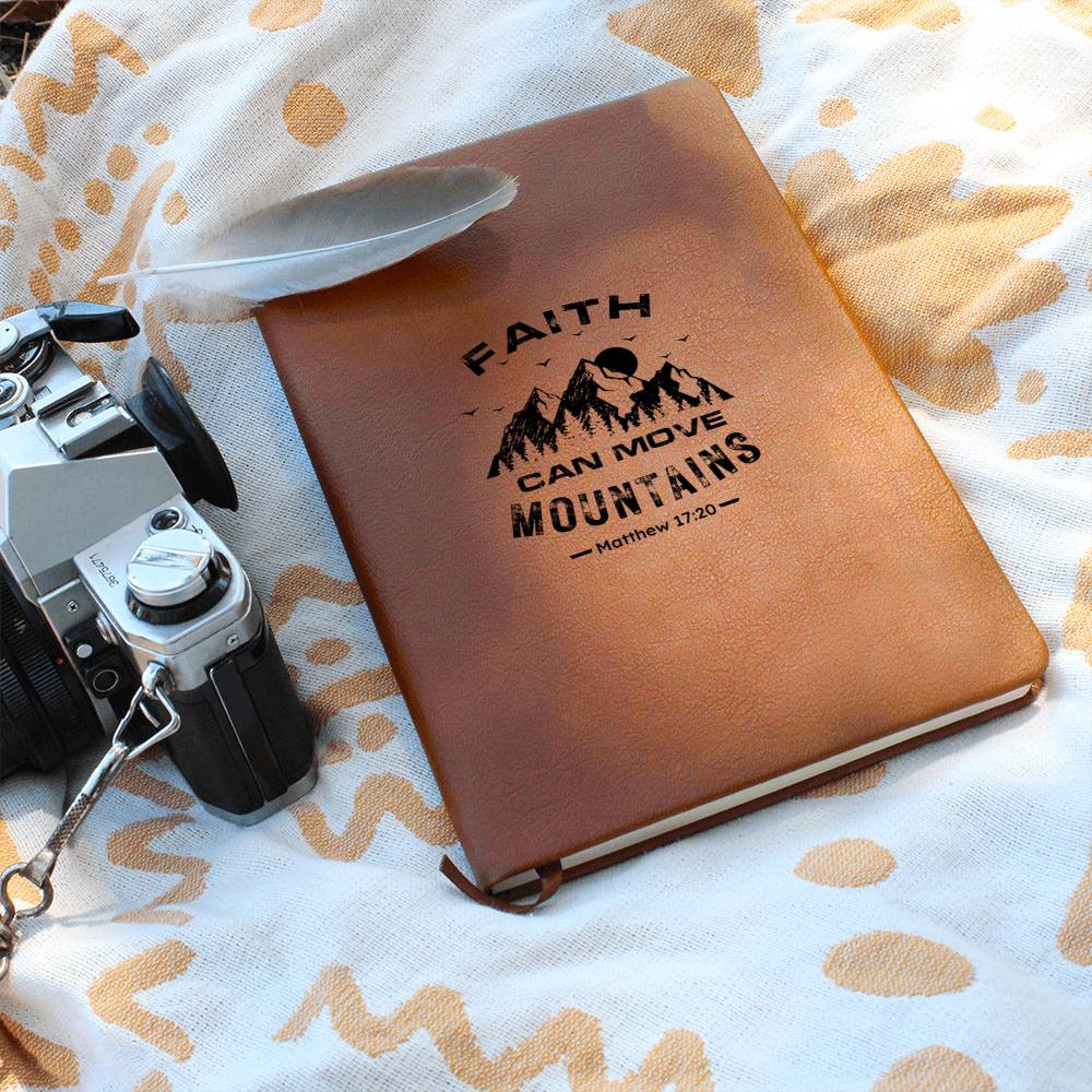 Faith Can Move Mountains Leather Journal - Premium Christian Journal -  Follower Of Faith Apparel L10103, PT-2644, USER-251599 Shop our Christian T-Shirts & Apparel