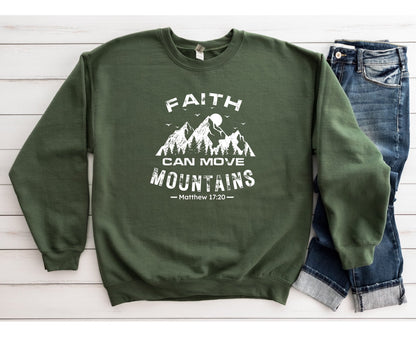 Faith Can Move Mountains Sweatshirt - Premium Sweatshirt -  Follower Of Faith Apparel Christian apparel for ladies, Comfy Christian Sweatshirts, Crew neck, DTG, Faith apparel for women, Faith can move mountains sweatshirt, Ladies sweatshirt, Matthew 17:20 apparel, New, Regular fit, Sweatshirts, Unisex, Women's Clothing, Women’s winter wear Shop our Christian T-Shirts & Apparel