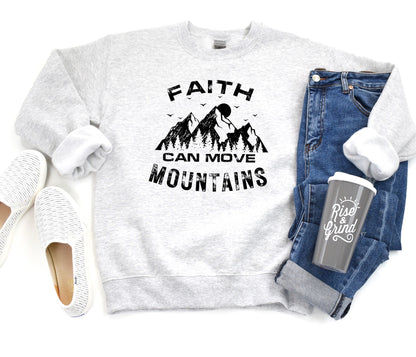 Faith Can Move Mountains Sweatshirt - Premium Sweatshirt -  Follower Of Faith Apparel Christian apparel for ladies, Comfy Christian Sweatshirts, Crew neck, DTG, Faith apparel for women, Faith can move mountains sweatshirt, Ladies sweatshirt, Matthew 17:20 apparel, New, Regular fit, Sweatshirts, Unisex, Women's Clothing, Women’s winter wear Shop our Christian T-Shirts & Apparel