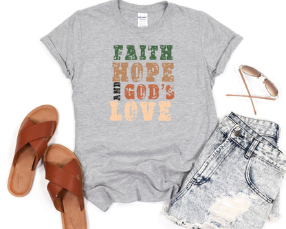 Faith Hope And God’s Love Tee - Premium T-Shirt -  Follower Of Faith Apparel Christian apparel, Christian t shirts for women, Cotton, Crew neck, DTG, Faith hope and gods love tee, Faith t shirts, Faith tees for ladies, Ladies short sleeve, Neck Labels, New, Regular fit, Sports grey, T-shirts, Women's Clothing Shop our Christian T-Shirts & Apparel