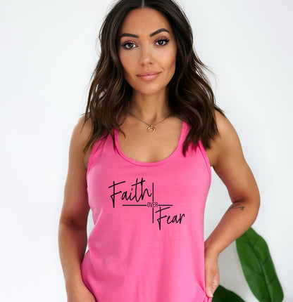 Faith Over Fear Ladies Tank Top - Premium Ladies Tank Top -  Follower Of Faith Apparel Christian tank tops, Christian tank tops for women, faith over fear apparel, faith over fear tank top, faith tank top, ladies Christian tank top, Ladies summer tank tops, ladies tank top, Ladies Tank Tops, Slim fit, Summer Challenge Picks, summer Christian tank top, summer tank tops, Tank Tops, women's Christian tank tops, Women's Clothing, workout tank tops Shop our Christian T-Shirts & Apparel