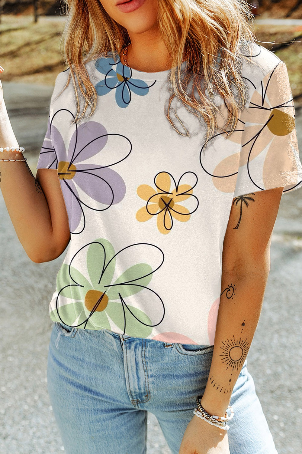 Floral Ladies T-Shirt - Premium Ladies T-Shirt -  Follower Of Faith Apparel Floral, floral tee, new arrival, new arrivals, Sale, Ship From Overseas, SYNZ, womens apparel, Womens floral t shirt, Womens floral top, Womens t shirt, Womens tee, Womens top Shop our Christian T-Shirts & Apparel