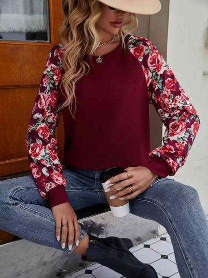 Floral Raglan Sleeve Round Neck Ladies Sweatshirt - Premium Sweatshirt -  Follower Of Faith Apparel Floral sweatshirt, Ladies Floral, O@L@N, Ship From Overseas, Two tone Shop our Christian T-Shirts & Apparel