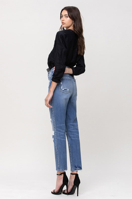 Flying Monkey Super High Rise Stretch Mom Jeans - Premium Ladies jeans -  Follower Of Faith Apparel Contemporary, denim distressed jeans, distressed, Flying money mom jeans, Flying monkey jeans, high rise, Jeans, new arrival, new arrivals, Sale, Vervet by Flying Monkey Shop our Christian T-Shirts & Apparel