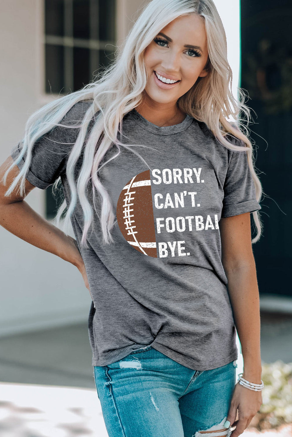 Sorry. Can’t.Football. Bye. Ladies T-Shirt - Premium Ladies T-Shirt -  Follower Of Faith Apparel Football apparel, Football fans, Football t shirt, new arrival, new arrivals, On sale, Sale, Ship From Overseas, SYNZ, Women’s football clothing, Women’s football shirts Shop our Christian T-Shirts & Apparel