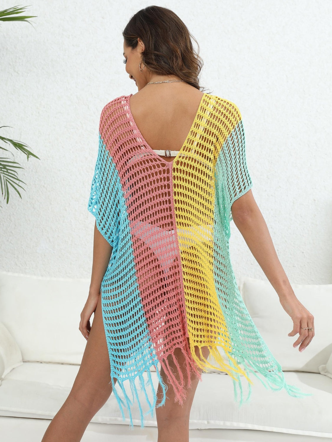 Fringe Color Block Ladies Cover Up (several colors) - Premium Ladies Coverup -  Follower Of Faith Apparel Beach cover up for women, Beach vacation clothing, Colorful cover up, Knit cover up, Ladies cover up, new arrival, new arrivals, O & Y.M, Sale, Ship From Overseas, Stylish beach cover up, Summertime cover up for women, Vacation apparel, Womens cover up Shop our Christian T-Shirts & Apparel