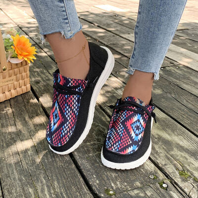 Geometric Round Toe Canvas Sneakers - Premium Ladies Shoes -  Follower Of Faith Apparel black, H@Y@H@E, Ladies sandles, Ladies shoes, Ladies shoes southwest style, Ship From Overseas, Shipping delay January 25 - February 18, Womens shoes Shop our Christian T-Shirts & Apparel