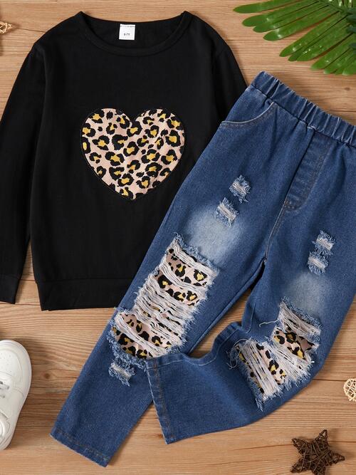 Girls Leopard Heart Graphic Top and Pants Set (sizes from 5T-12girls) - Premium Kids Sets -  Follower Of Faith Apparel D.Y.X, Heart sweatshirt, Hearts, Ship From Overseas, Valentine's Day Picks, Valentines day, Valentines picks Shop our Christian T-Shirts & Apparel