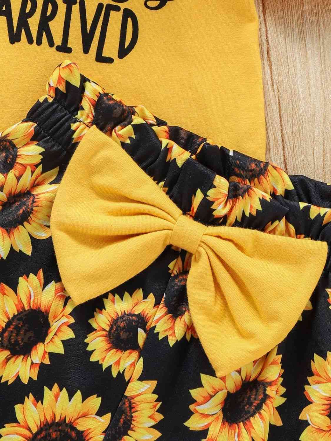 Girls The Princess Has Arrived Top and Sunflower Print Shorts Set - Premium Baby Set -  Follower Of Faith Apparel Kids sets, M.Q, Ship From Overseas, Sunflower print toddler set, Toddler, Toddler apparel, toddler girl, Toddler set, Toddler sets Shop our Christian T-Shirts & Apparel