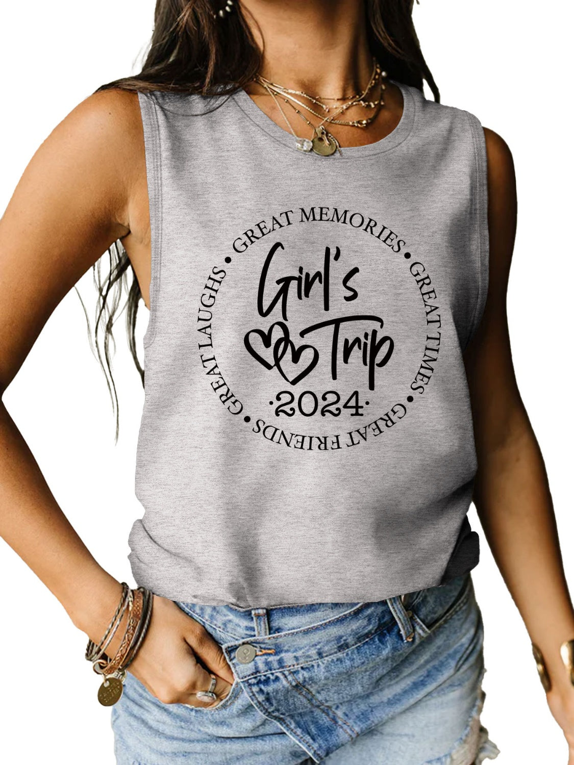 Girls Trip 2024 Ladies Tank Top - Premium Ladies Tank Top -  Follower Of Faith Apparel Girls night apparel, Girls night tank top, Girls trip 2024, Girls weekend getaway tank top, ladies tank top, Ladies Tank Tops, Matching girls trip tank top, S.J.F.S, Ship From Overseas, womens apparel, Womens tank top Shop our Christian T-Shirts & Apparel