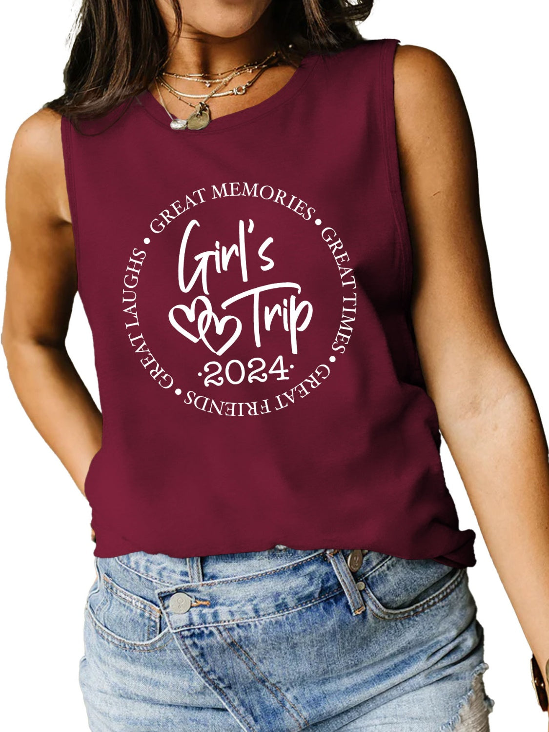 Girls Trip 2024 Ladies Tank Top - Premium Ladies Tank Top -  Follower Of Faith Apparel Girls night apparel, Girls night tank top, Girls trip 2024, Girls weekend getaway tank top, ladies tank top, Ladies Tank Tops, Matching girls trip tank top, S.J.F.S, Ship From Overseas, womens apparel, Womens tank top Shop our Christian T-Shirts & Apparel