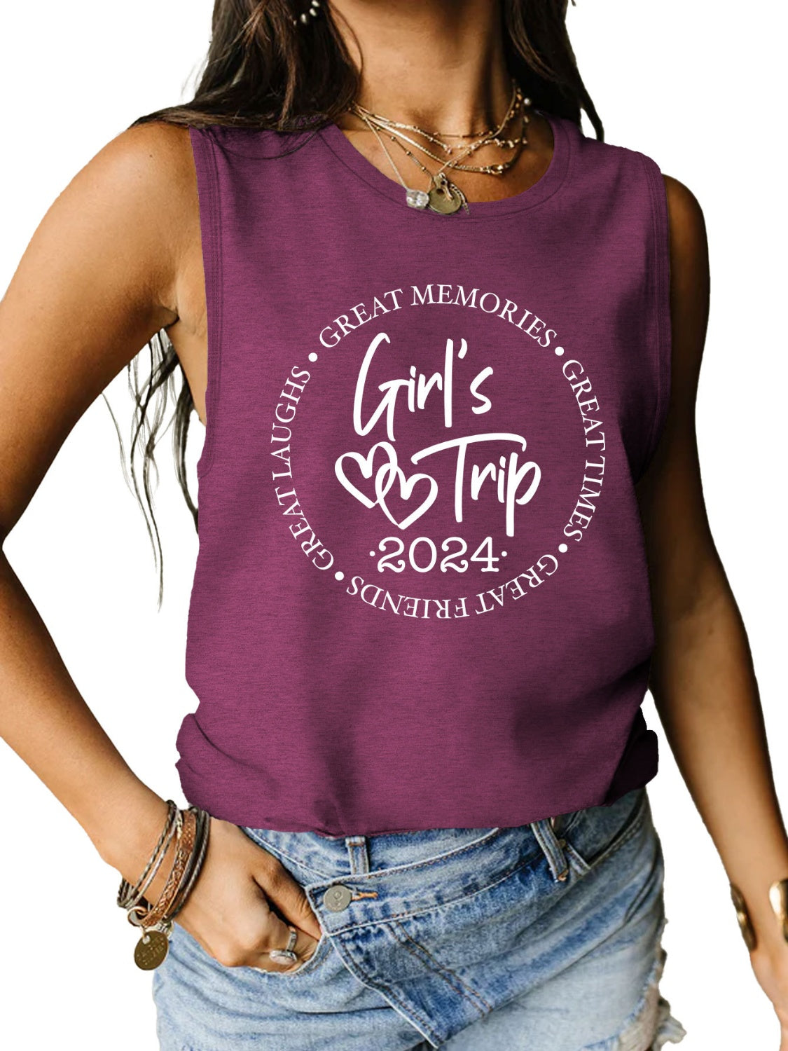 Girls Trip 2024 Ladies Tank Top - Premium Ladies Tank Top -  Follower Of Faith Apparel Girls night apparel, Girls night tank top, Girls trip 2024, Girls weekend getaway tank top, ladies tank top, Ladies Tank Tops, Matching girls trip tank top, S.J.F.S, Ship From Overseas, womens apparel, Womens tank top Shop our Christian T-Shirts & Apparel