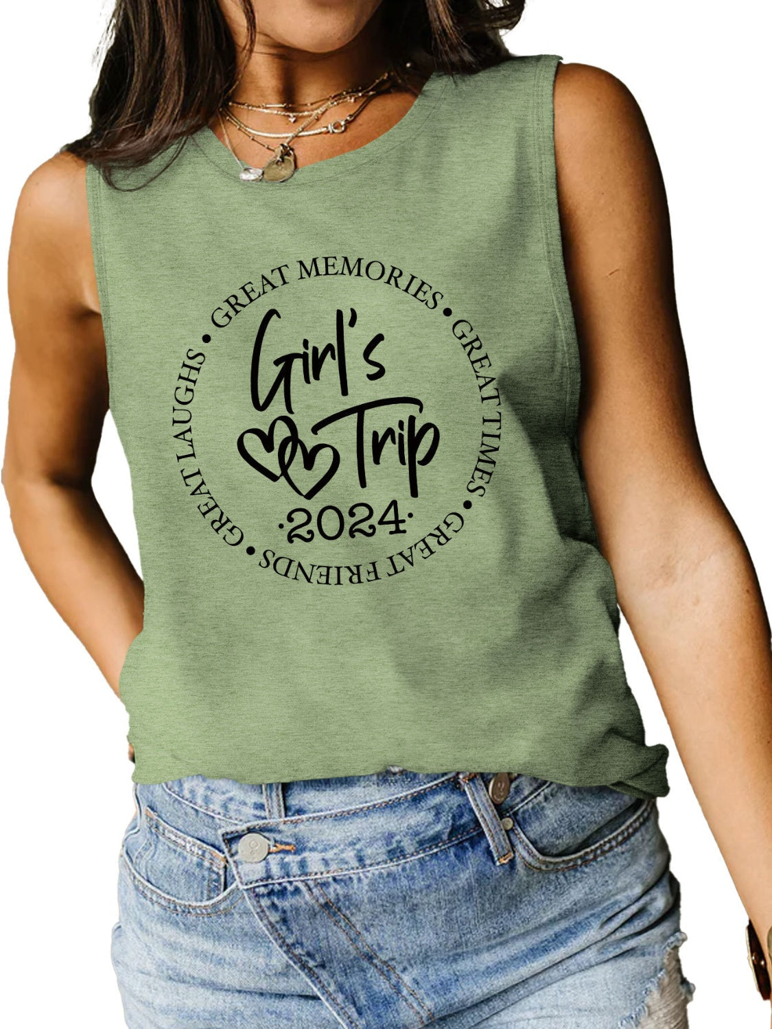 Girls Trip 2024 Ladies Tank Top - Premium Ladies Tank Top -  Follower Of Faith Apparel Girls night apparel, Girls night tank top, Girls trip 2024, Girls weekend getaway tank top, ladies tank top, Ladies Tank Tops, Matching girls trip tank top, S.J.F.S, Ship From Overseas, womens apparel, Womens tank top Shop our Christian T-Shirts & Apparel