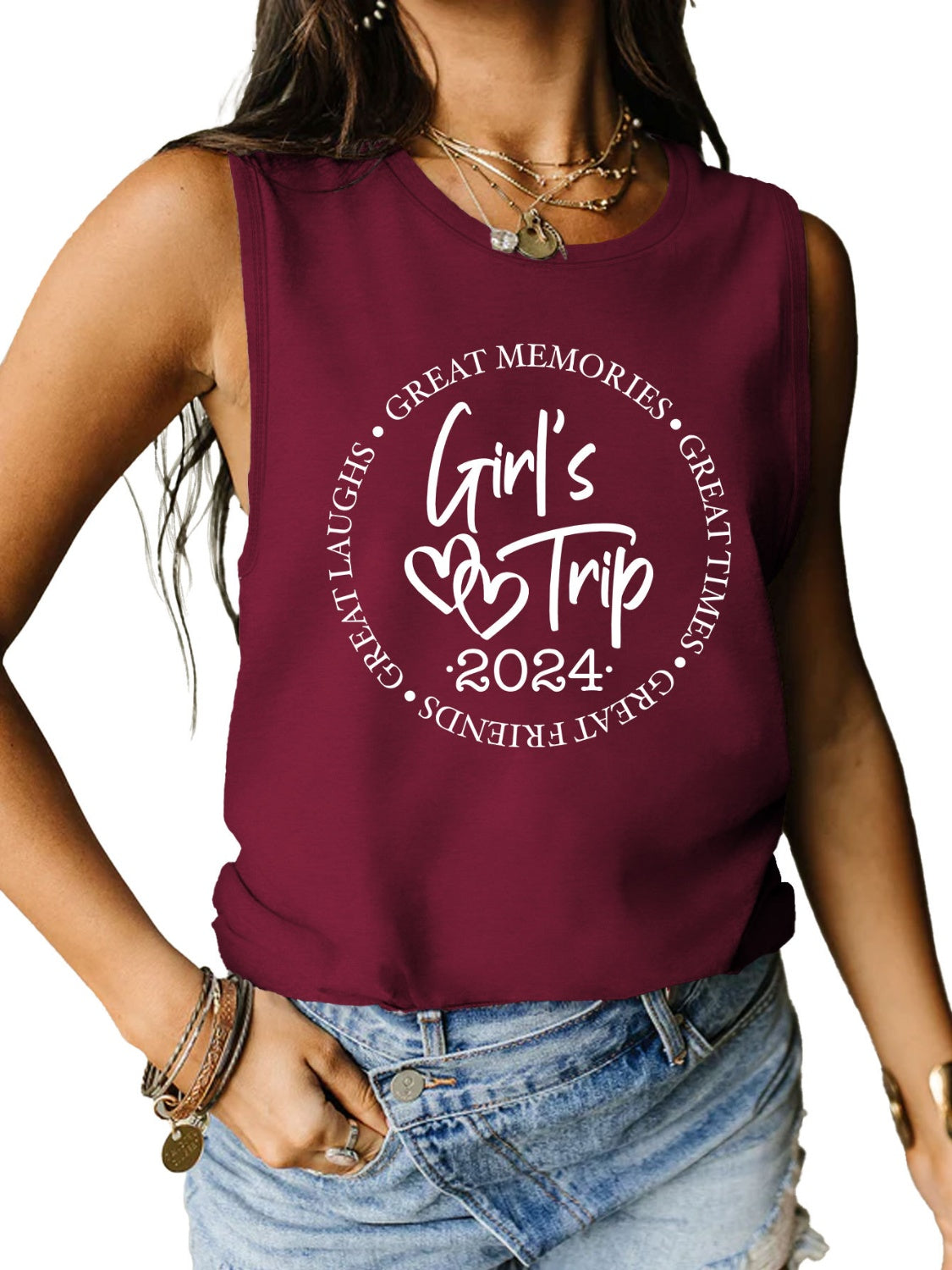 Girls Trip 2024 Ladies Tank Top - Premium Ladies Tank Top -  Follower Of Faith Apparel Girls night apparel, Girls night tank top, Girls trip 2024, Girls weekend getaway tank top, ladies tank top, Ladies Tank Tops, Matching girls trip tank top, S.J.F.S, Ship From Overseas, womens apparel, Womens tank top Shop our Christian T-Shirts & Apparel