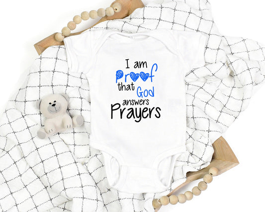 God Answers Prayers Baby Boy Onesie - Premium Kids clothes -  Follower Of Faith ApparelBaby boy onesie, Baby Christian onesie, Baby Clothing, Bodysuits, boy mom, Christian baby apparel, Cotton, Faith baby clothes, Faith based baby clothes, faith clothing for babies, Faith tees for babies, Kids' Clothing, Onesies, Regular fit Shop our Christian T-Shirts & Apparel