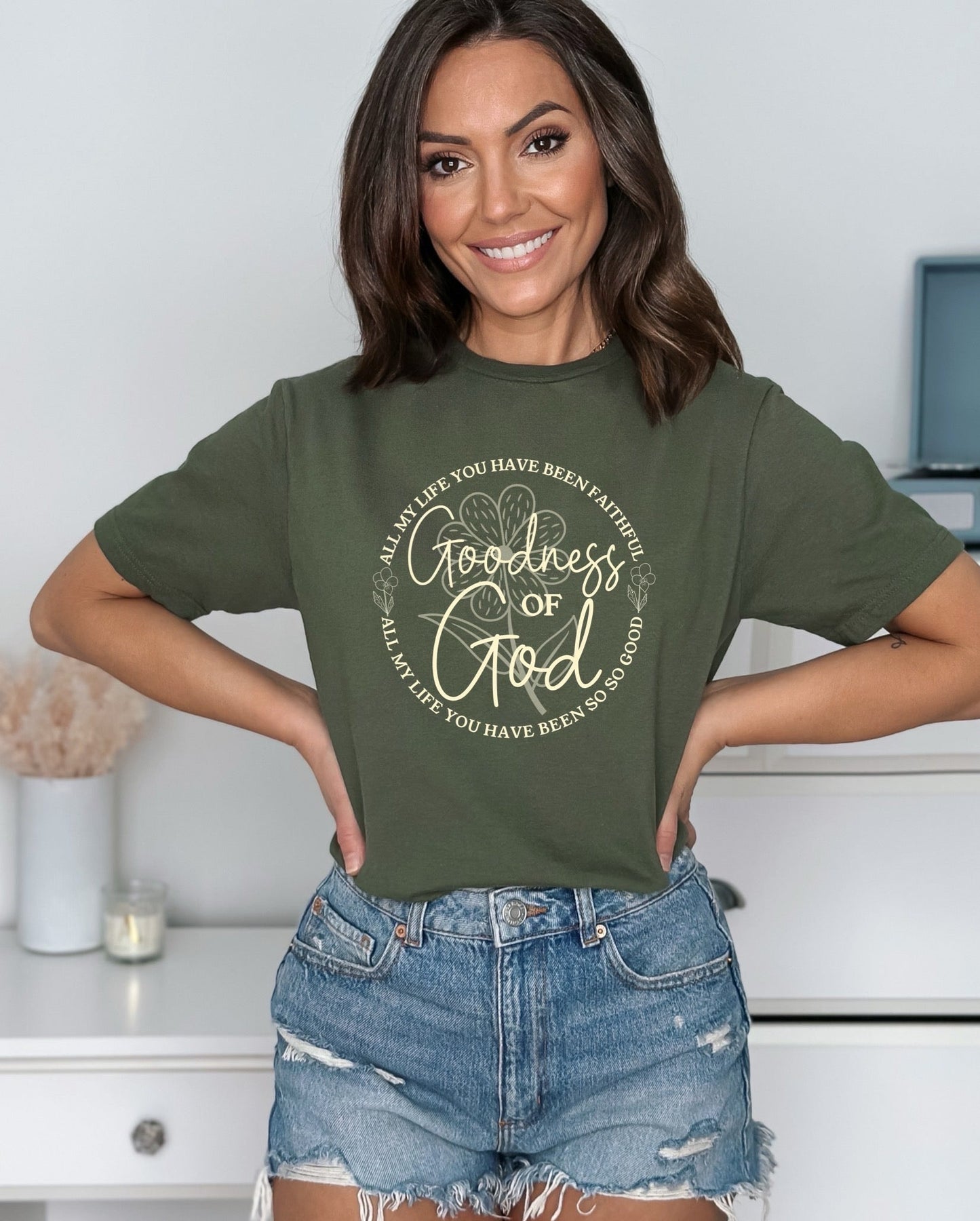 Goodness Of God Ladies T-Shirt - Premium Ladies T-Shirt -  Follower Of Faith Apparel Bible verse t shirts, Christian t shirts for ladies, Cotton, Crew neck, Faith based tees, Faith t shirts, Goodness of God tee, ladies Short sleeve, ladies Short Sleeve t shirt, ladies Short Sleeve tee, ladies short sleeve tees, Ladies T-shirt, Neck Labels, new arrival, new arrivals, Regular fit, T-shirts, Women's Clothing, Womens t shirt, Women’s Christian apparel Shop our Christian T-Shirts & Apparel