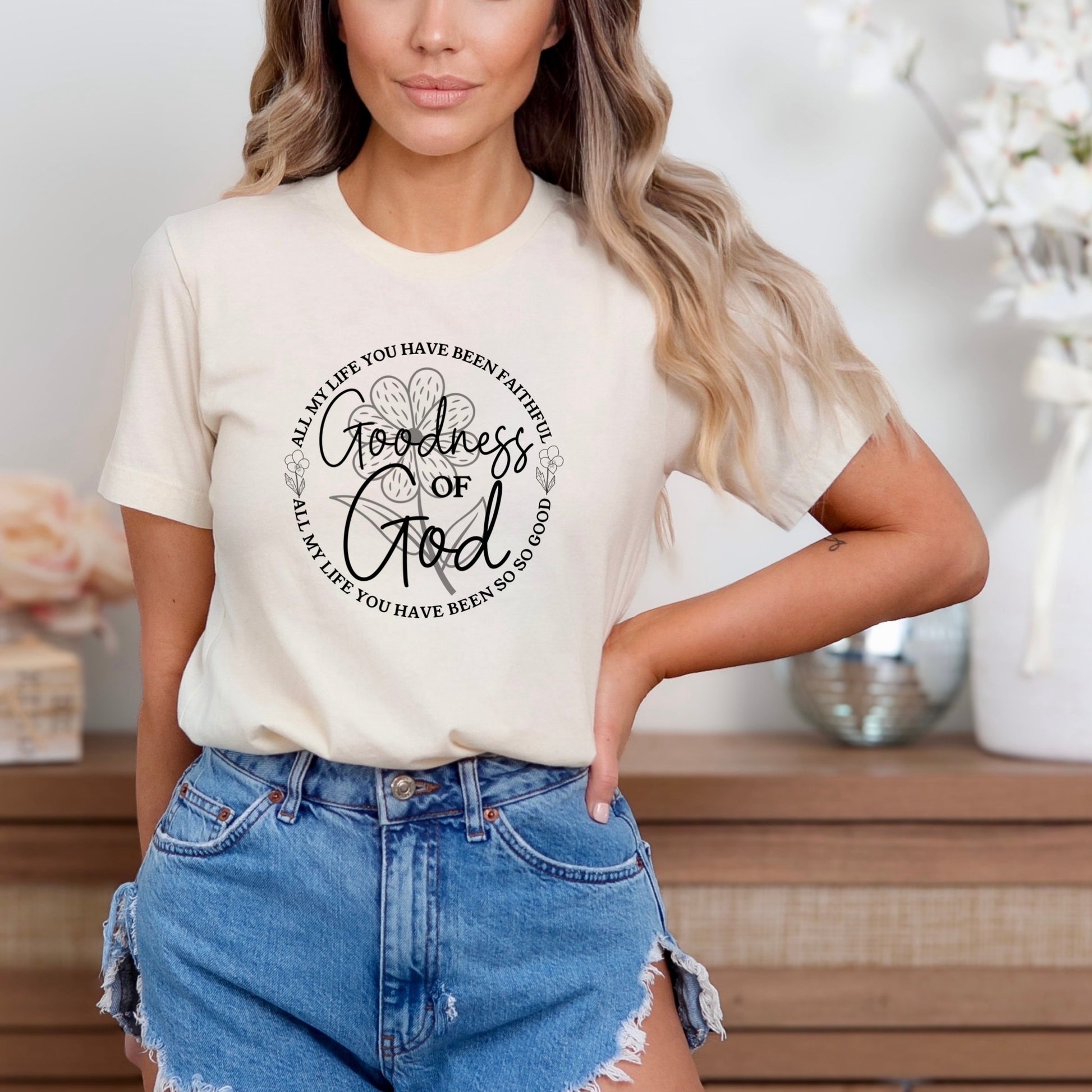 Goodness Of God Ladies T-Shirt - Premium Ladies T-Shirt -  Follower Of Faith Apparel Bible verse t shirts, Christian t shirts for ladies, Cotton, Crew neck, Faith based tees, Faith t shirts, Goodness of God tee, ladies Short sleeve, ladies Short Sleeve t shirt, ladies Short Sleeve tee, ladies short sleeve tees, Ladies T-shirt, Neck Labels, new arrival, new arrivals, Regular fit, T-shirts, Women's Clothing, Womens t shirt, Women’s Christian apparel Shop our Christian T-Shirts & Apparel