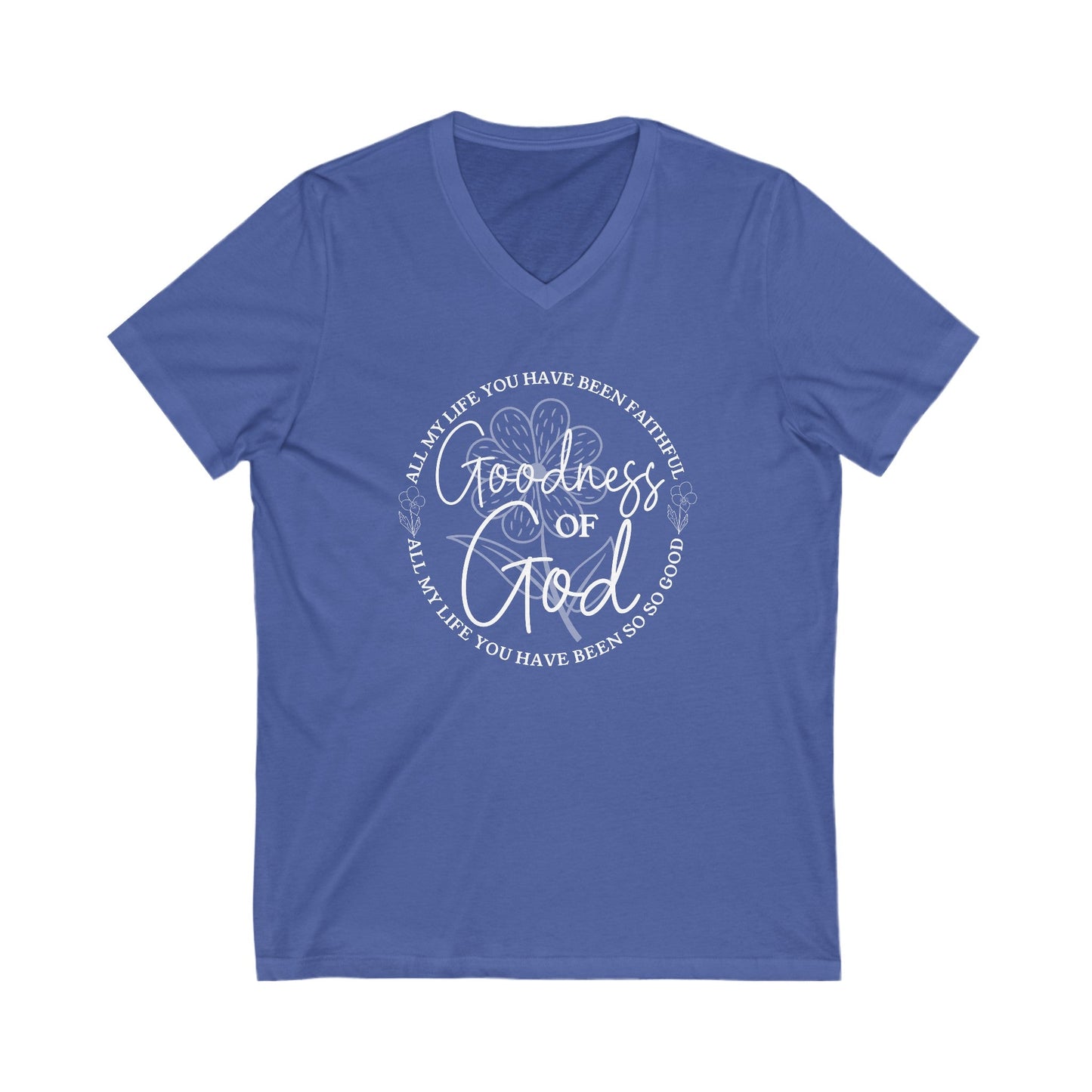 Goodness Of God Ladies V-Neck T-Shirt - Premium V-neck -  Follower Of Faith Apparel Christian apparel for women, Christian picks, Christian v neck tshirt, Cotton, DTG, Faith t shirt, God, God apparel, God is good tee, Goodness of God tee, Goodness of God v neck tee, Neck Labels, new, new arrival, Regular fit, Summer picks, T-shirts, TikTok, Unisex, V-neck, Women's Clothing, Womens v neck tee Shop our Christian T-Shirts & Apparel