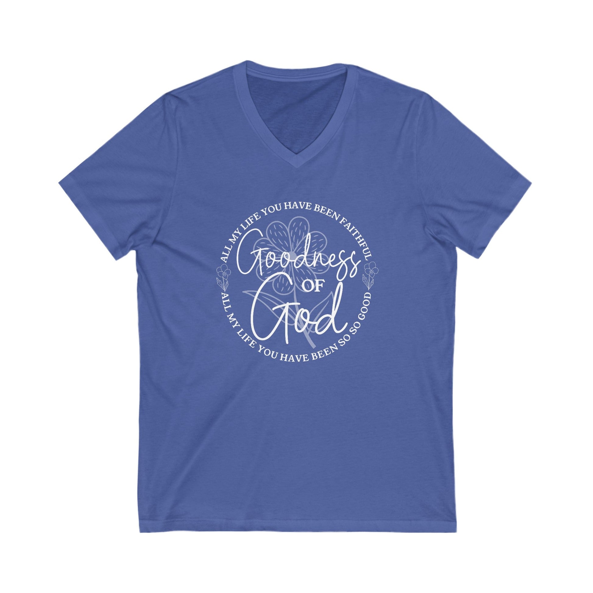 Goodness Of God Ladies V-Neck T-Shirt - Premium V-neck -  Follower Of Faith Apparel Christian apparel for women, Christian picks, Christian v neck tshirt, Cotton, DTG, Faith t shirt, God, God apparel, God is good tee, Goodness of God tee, Goodness of God v neck tee, Neck Labels, new, new arrival, Regular fit, Summer picks, T-shirts, TikTok, Unisex, V-neck, Women's Clothing, Womens v neck tee Shop our Christian T-Shirts & Apparel