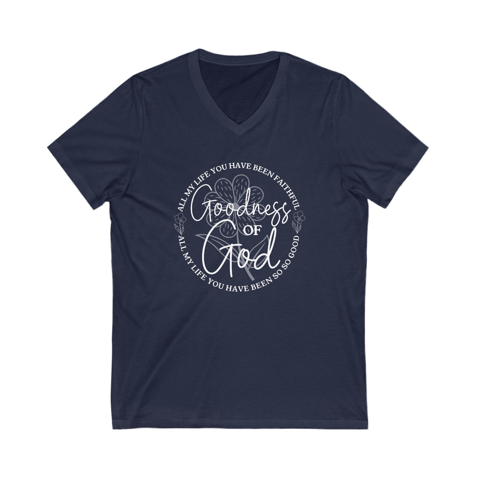 Goodness Of God Ladies V-Neck T-Shirt - Premium V-neck -  Follower Of Faith Apparel Christian apparel for women, Christian picks, Christian v neck tshirt, Cotton, DTG, Faith t shirt, God, God apparel, God is good tee, Goodness of God tee, Goodness of God v neck tee, Neck Labels, new, new arrival, Regular fit, Summer picks, T-shirts, TikTok, Unisex, V-neck, Women's Clothing, Womens v neck tee Shop our Christian T-Shirts & Apparel