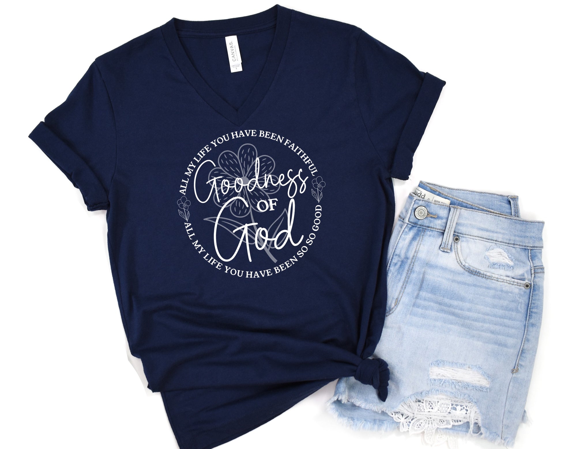 Goodness Of God Ladies V-Neck T-Shirt - Premium V-neck -  Follower Of Faith Apparel Christian apparel for women, Christian picks, Christian v neck tshirt, Cotton, DTG, Faith t shirt, God, God apparel, God is good tee, Goodness of God tee, Goodness of God v neck tee, Neck Labels, new, new arrival, Regular fit, Summer picks, T-shirts, TikTok, Unisex, V-neck, Women's Clothing, Womens v neck tee Shop our Christian T-Shirts & Apparel