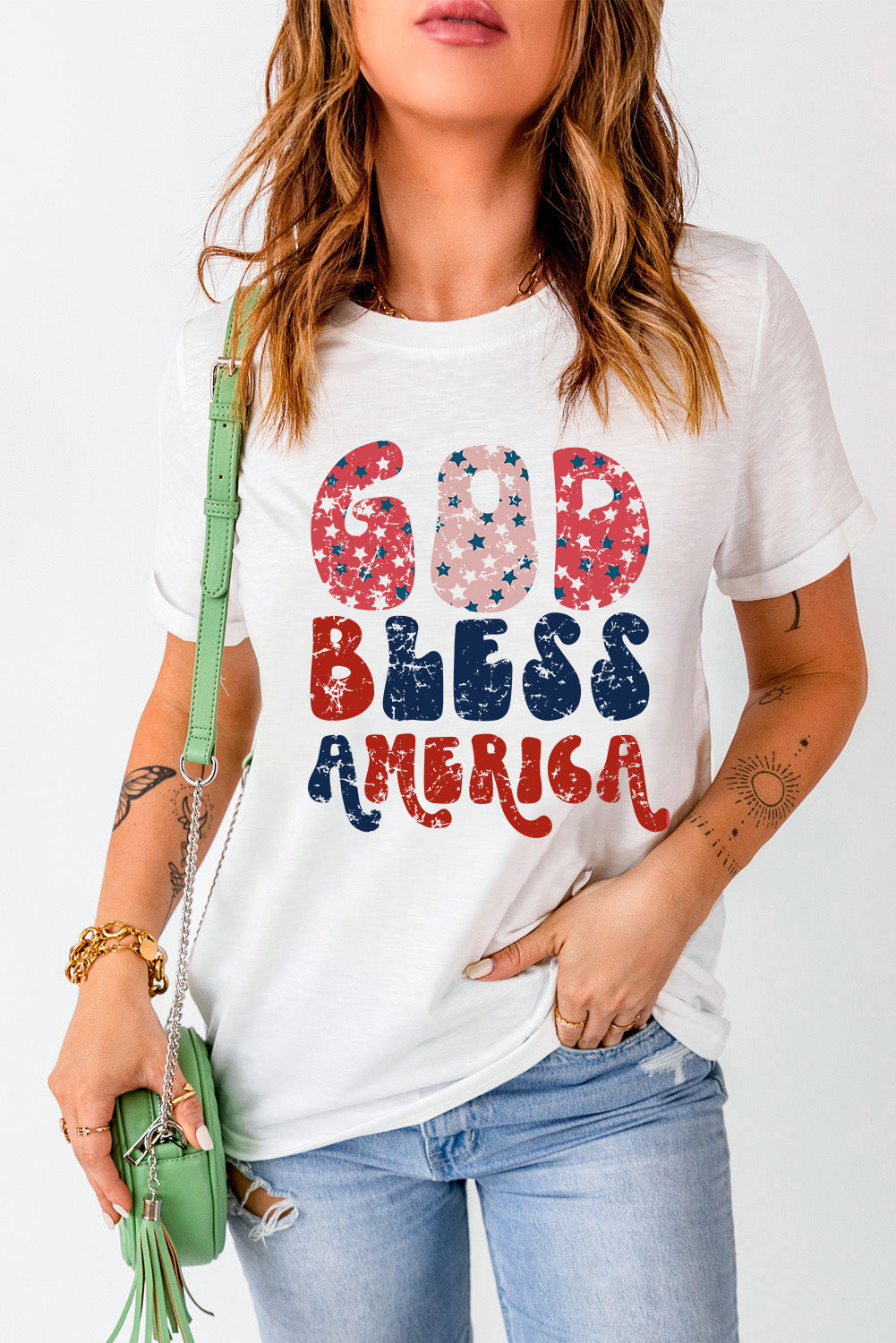 Gos Bless America Retro Ladies T-Shirt - Premium Ladies T-Shirt -  Follower Of Faith Apparel American flag, Fourth of July, Fourth of July tees, God bless America t shirt, Ladies retro god bless america t shirt, new arrival, new arrivals, Sale, Ship From Overseas, SYNZ, womens apparel, Womens summer tops Shop our Christian T-Shirts & Apparel