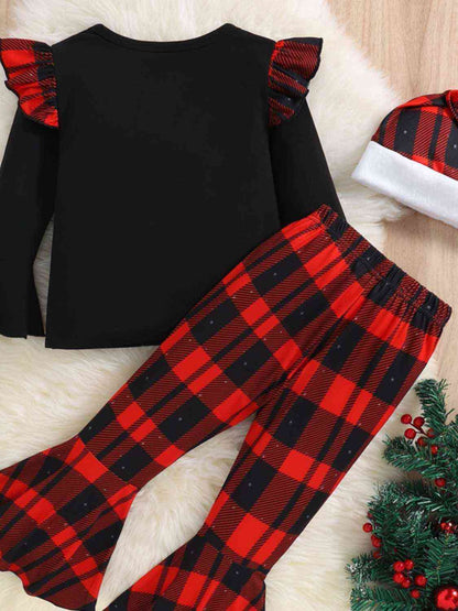 Graphic Top and Plaid Flare Pants Set (4T, 5T, Girls 6, 7) - Premium Kids Sets -  Follower Of Faith Apparel D.Y.X, Kids sets, Ship From Overseas, toddler Christian apparel, toddler Christian shirts, Toddler christmas apparel, toddler clothing, toddler faith shirts, toddler girl, Toddler set, Toddler sets, Toddler top and bottom Shop our Christian T-Shirts & Apparel