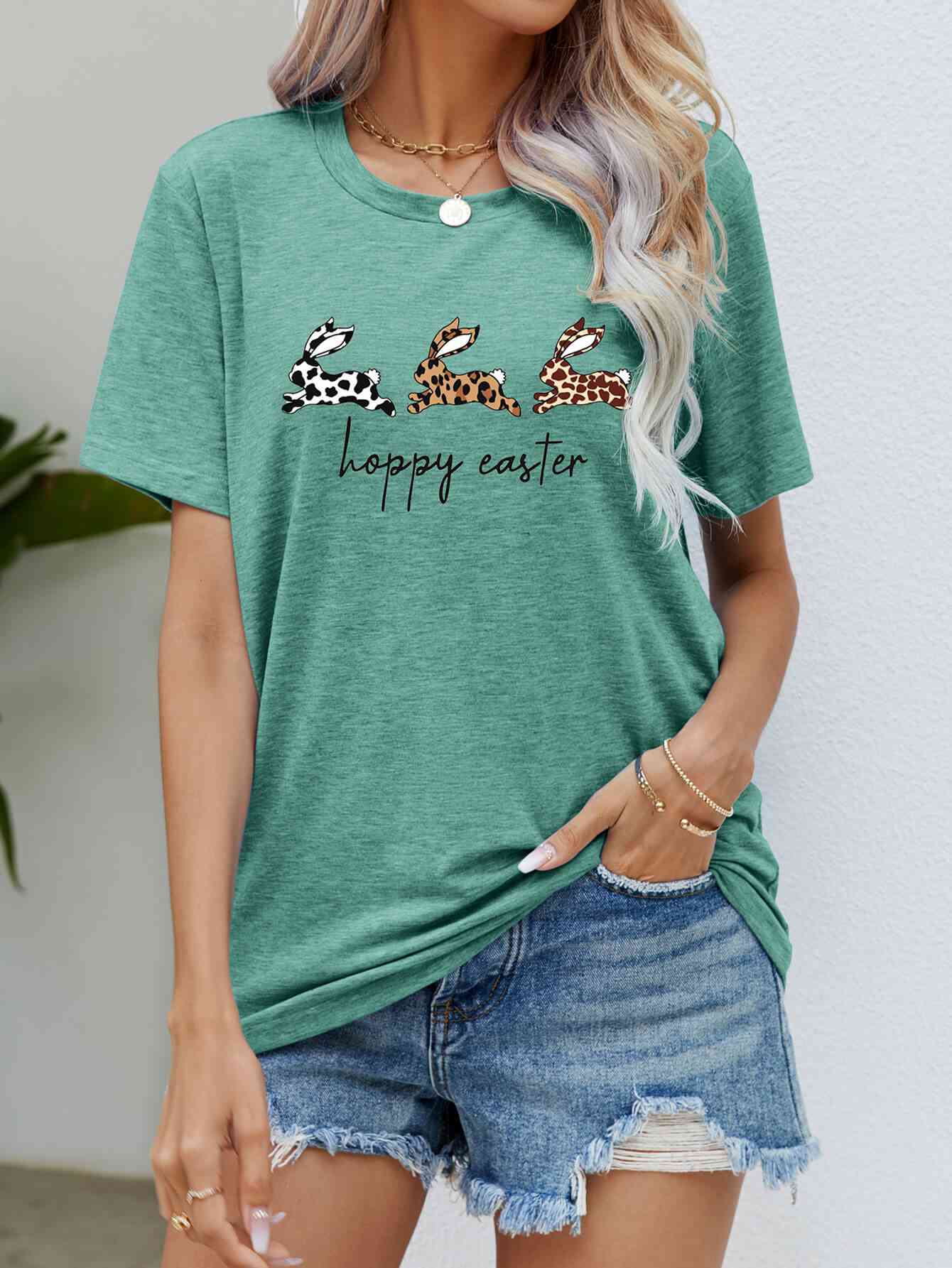 HOPPY EASTER Bunny Ladies T-Shirt - Follower Of Faith Apparel