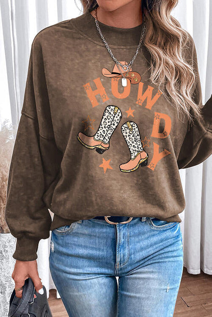 HOWDY Round Neck Cowgirl Drop Shoulder Ladies Sweatshirt - Premium Sweatshirt -  Follower Of Faith Apparel Cowgirl apparel, Cowgirl comfy apparel, Cowgirl sweatshirts, ladies Christian apparel, Ladies Christian sweatshirt, Ladies sweatshirt, Ladies sweatshirts, Ladies vintage sweatshirt, new, new arrival, new arrivals, Ship From Overseas, SYNZ Shop our Christian T-Shirts & Apparel