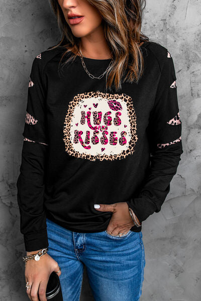 HUGS AND KISSES Leopard Ladies Sweatshirt - Premium Sweatshirt -  Follower Of Faith Apparel Hugs and kisses, Hugs sweatshirt, Ladies sweatshirt, Ladies sweatshirts, new arrival, new arrivals, newest arrival, Ship From Overseas, SYNZ, Valentine's Day Picks, Valentines day, Valentines picks Shop our Christian T-Shirts & Apparel