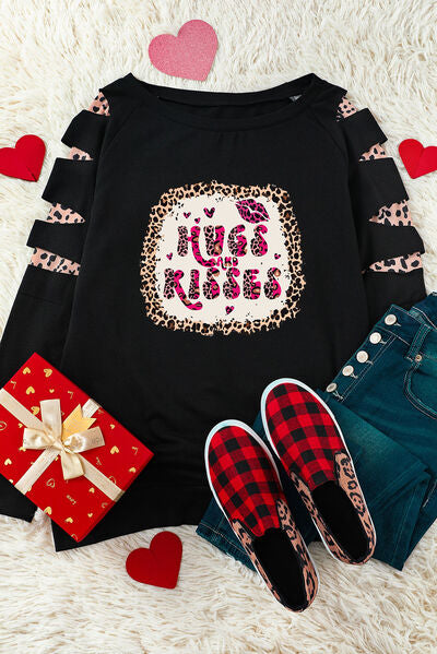 HUGS AND KISSES Leopard Ladies Sweatshirt - Premium Sweatshirt -  Follower Of Faith Apparel Hugs and kisses, Hugs sweatshirt, Ladies sweatshirt, Ladies sweatshirts, new arrival, new arrivals, newest arrival, Ship From Overseas, SYNZ, Valentine's Day Picks, Valentines day, Valentines picks Shop our Christian T-Shirts & Apparel