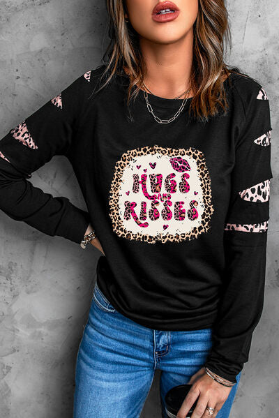 HUGS AND KISSES Leopard Ladies Sweatshirt - Premium Sweatshirt -  Follower Of Faith Apparel Hugs and kisses, Hugs sweatshirt, Ladies sweatshirt, Ladies sweatshirts, new arrival, new arrivals, newest arrival, Ship From Overseas, SYNZ, Valentine's Day Picks, Valentines day, Valentines picks Shop our Christian T-Shirts & Apparel