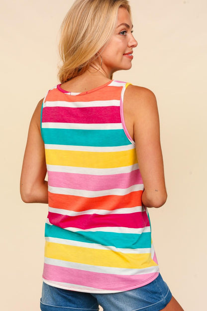 Haptics Striped Knit Ladies Tank Top - Premium Ladies Tank Top -  Follower Of Faith Apparel Fast delivery, fast shipping, Haptics, Ladies striped tank top, new arrival, new arrivals, On sale, Sale, Ship from USA, Summer apparel, Summer Challenge Picks, summer picks, summer tank tops, Women's summer tank top, Womens summer clothing, Womens summer tops, Womens tank top, Women’s summer apparel Shop our Christian T-Shirts & Apparel