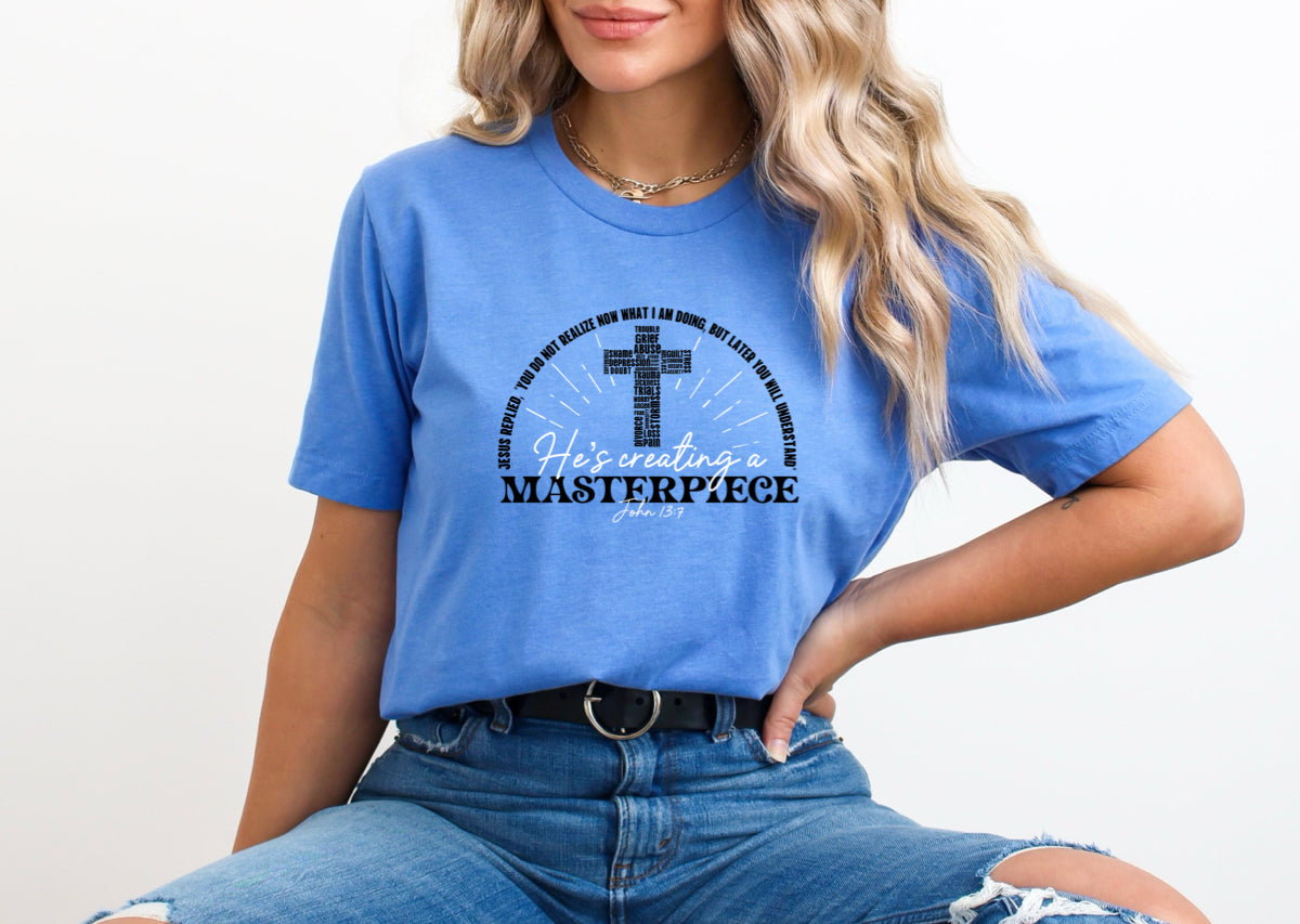 He’s Creating A Masterpiece Ladies T-Shirt (John 13:7) - Premium Ladies T-Shirt -  Follower Of Faith Apparel Bible scripture t shirt, Bible verse t shirt, Bible verse tee, Christian t shirt, Cotton, Crew neck, DTG, Faith apparel, Faith based t shirt, He’s creating a masterpiece t shirt, John 13:7 T shirt, John 13:7 tee, Neck Labels, new arrival, Regular fit, T-shirts, Unisex, Women's Clothing, Women’s Faith t shirts Shop our Christian T-Shirts & Apparel