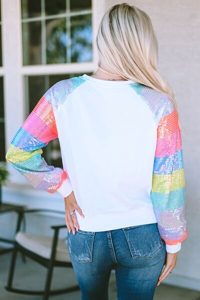 Heart Graphic Sequin Long Sleeve Sweatshirt - Premium Sweatshirt -  Follower Of Faith Apparel Heart sweatshirt, Hearts sweatshirt, new, new arrival, new arrivals, Sequence sweatshirt, Ship From Overseas, SYNZ, Valentines day, Valentines picks Shop our Christian T-Shirts & Apparel