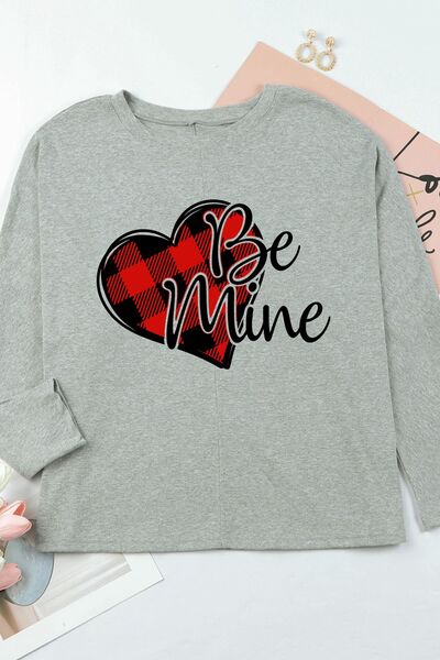 Heart Letter- Be Mine Ladies Long Sleeve T-Shirt - Premium Ladies Long-sleeve -  Follower Of Faith Apparel Be mine, be mine tee, heart tee, Ladies long sleeve, Ladies Long Sleeve Tee, new arrivals, newest arrival, plaid tee, Ship From Overseas, SYNZ, Valentine's Day Picks, Valentines day, Valentines picks Shop our Christian T-Shirts & Apparel