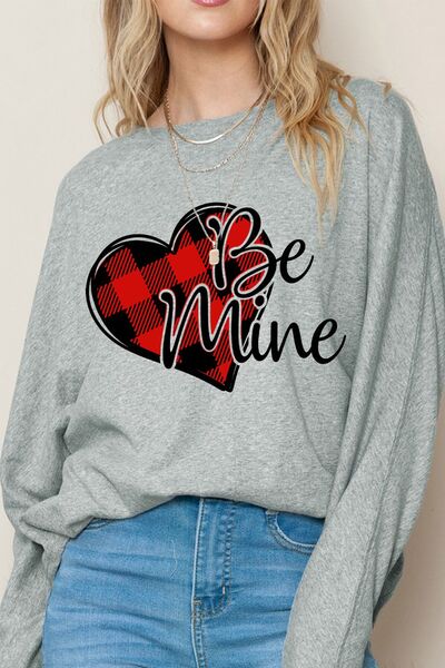 Heart Letter- Be Mine Ladies Long Sleeve T-Shirt - Premium Ladies Long-sleeve -  Follower Of Faith Apparel Be mine, be mine tee, heart tee, Ladies long sleeve, Ladies Long Sleeve Tee, new arrivals, newest arrival, plaid tee, Ship From Overseas, SYNZ, Valentine's Day Picks, Valentines day, Valentines picks Shop our Christian T-Shirts & Apparel