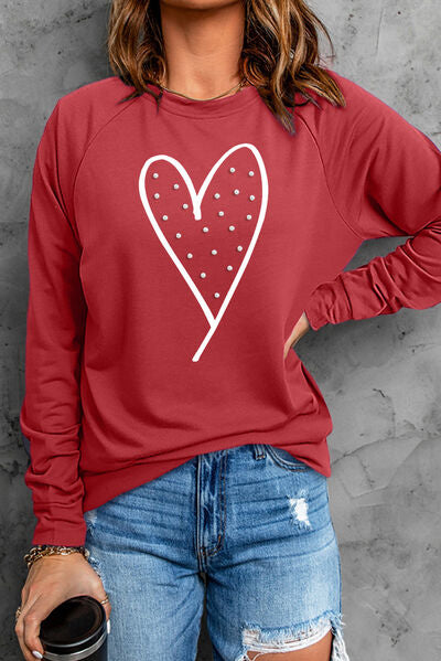 Heart Pearl Detail Round Neck Ladies Sweatshirt - Premium Sweatshirt -  Follower Of Faith Apparel Heart sweatshirt, Hearts, Hearts sweatshirt, Ladies sweatshirt, Ladies sweatshirts, new arrival, new arrivals, newest arrival, Ship From Overseas, SYNZ, Valentine's Day Picks, Valentines day, Valentines picks Shop our Christian T-Shirts & Apparel