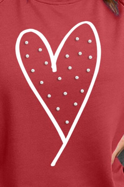 Heart Pearl Detail Round Neck Ladies Sweatshirt - Premium Sweatshirt -  Follower Of Faith Apparel Heart sweatshirt, Hearts, Hearts sweatshirt, Ladies sweatshirt, Ladies sweatshirts, new arrival, new arrivals, newest arrival, Ship From Overseas, SYNZ, Valentine's Day Picks, Valentines day, Valentines picks Shop our Christian T-Shirts & Apparel