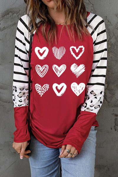 Heart Striped Ladies Raglan Sleeve T-Shirt - Premium Ladies Long-sleeve -  Follower Of Faith Apparel heart tee, Ladies long sleeve, Ladies Long Sleeve Tee, ladies raglan tee, new, new arrival, new arrivals, Ship From Overseas, striped heart tee, SYNZ, Valentine's Day Picks, Valentines day, Valentines picks Shop our Christian T-Shirts & Apparel