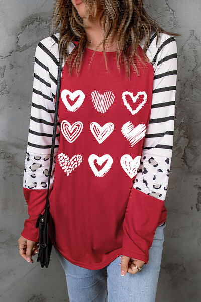 Heart Striped Ladies Raglan Sleeve T-Shirt - Premium Ladies Long-sleeve -  Follower Of Faith Apparel heart tee, Ladies long sleeve, Ladies Long Sleeve Tee, ladies raglan tee, new, new arrival, new arrivals, Ship From Overseas, striped heart tee, SYNZ, Valentine's Day Picks, Valentines day, Valentines picks Shop our Christian T-Shirts & Apparel