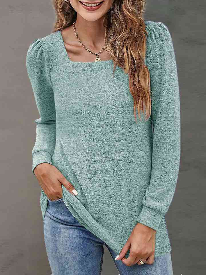 Heathered Square Neck Ladies Long Sleeve Tee - Premium Ladies Long-sleeve -  Follower Of Faith Apparel Heathered long sleeve tee, K.C, Ladies long sleeve, Ladies Long Sleeve Tee, Ship From Overseas, Square neck Shop our Christian T-Shirts & Apparel