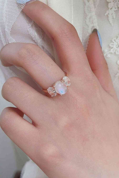 High Quality Natural Moonstone Sterling Silver Three Stone Ring - Premium  -  Follower Of Faith Apparel CHAMSS, Ship From Overseas Shop our Christian T-Shirts & Apparel