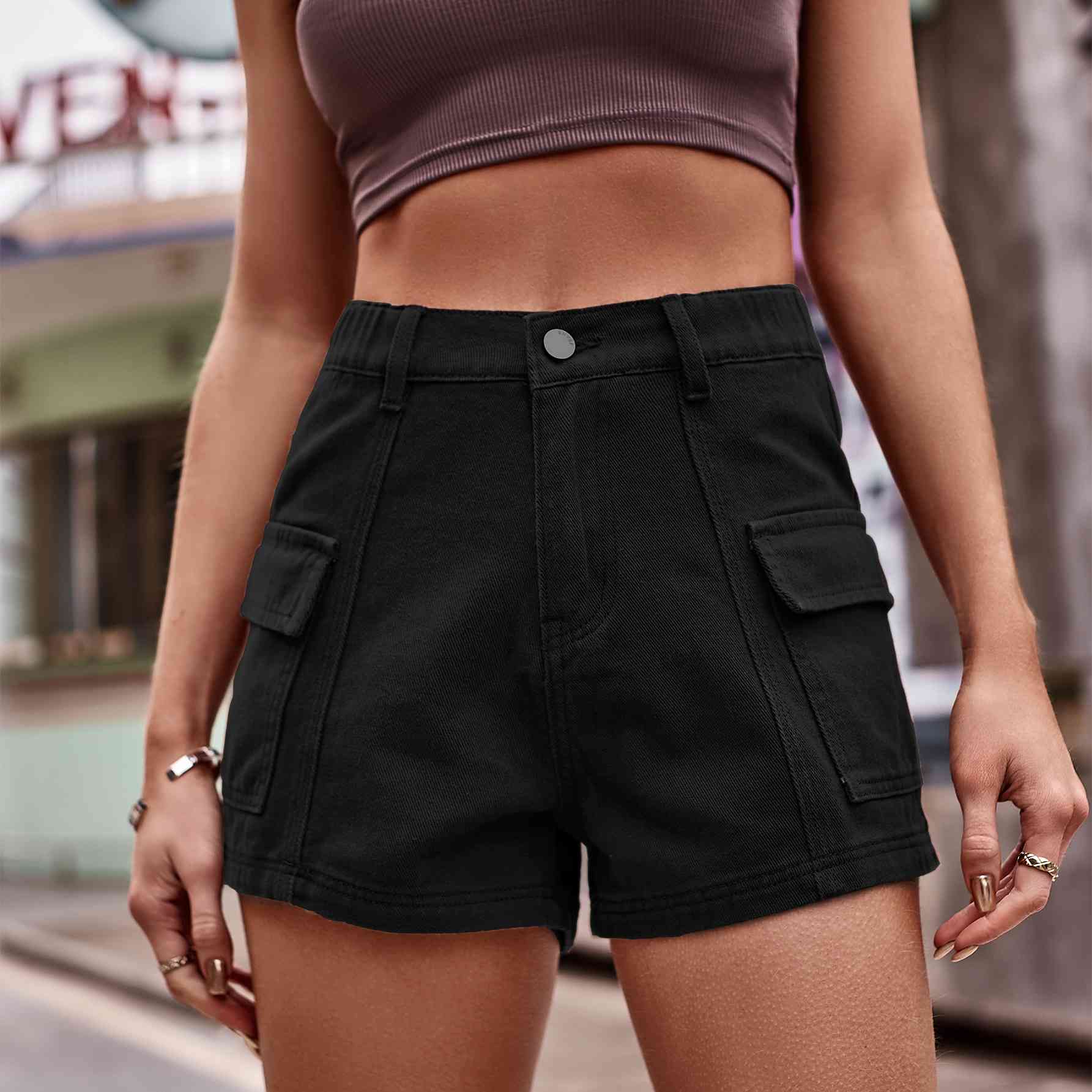 High-Waist Ladies Denim Shorts - Premium Ladies shorts -  Follower Of Faith Apparel Ladies Shorts, Manny, Sale, Ship From Overseas, Shipping delay January 30 - February 17, womens apparel, Womens bottoms, Womens shorts Shop our Christian T-Shirts & Apparel