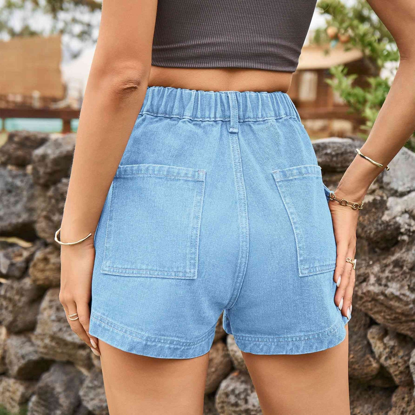 High-Waist Ladies Denim Shorts - Premium Ladies shorts -  Follower Of Faith Apparel Ladies Shorts, Manny, Sale, Ship From Overseas, Shipping delay January 30 - February 17, womens apparel, Womens bottoms, Womens shorts Shop our Christian T-Shirts & Apparel