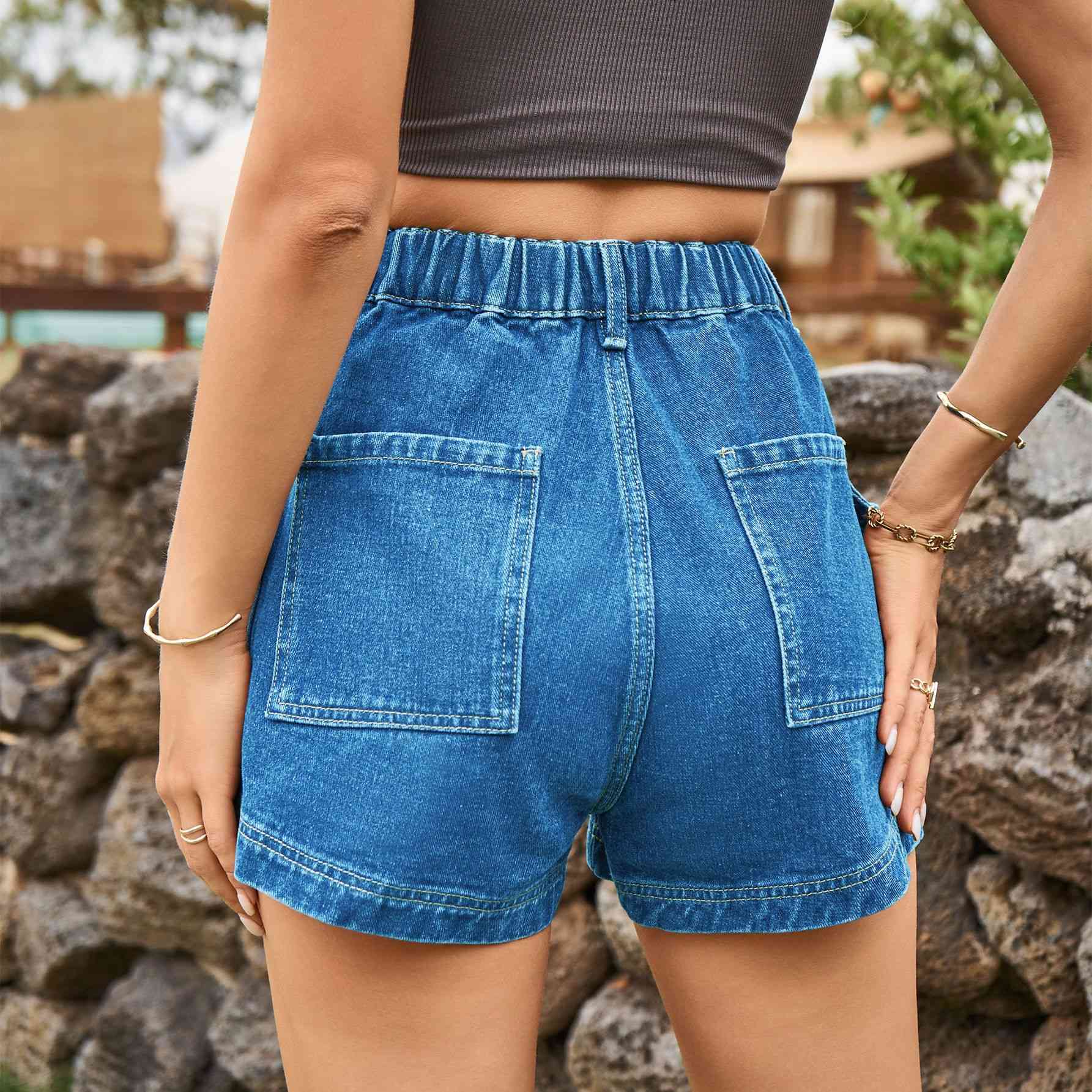 High-Waist Ladies Denim Shorts - Premium Ladies shorts -  Follower Of Faith Apparel Ladies Shorts, Manny, Sale, Ship From Overseas, Shipping delay January 30 - February 17, womens apparel, Womens bottoms, Womens shorts Shop our Christian T-Shirts & Apparel