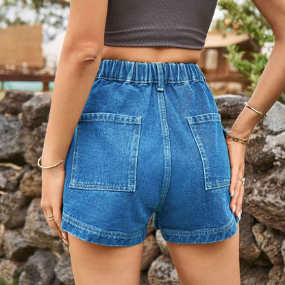 High-Waist Ladies Denim Shorts - Premium Ladies shorts -  Follower Of Faith Apparel Ladies Shorts, Manny, Sale, Ship From Overseas, Shipping delay January 30 - February 17, womens apparel, Womens bottoms, Womens shorts Shop our Christian T-Shirts & Apparel