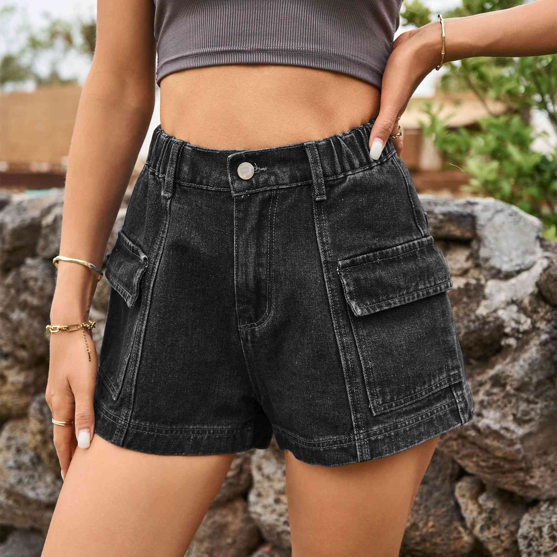 High-Waist Ladies Denim Shorts - Premium Ladies shorts -  Follower Of Faith Apparel Ladies Shorts, Manny, Sale, Ship From Overseas, Shipping delay January 30 - February 17, womens apparel, Womens bottoms, Womens shorts Shop our Christian T-Shirts & Apparel